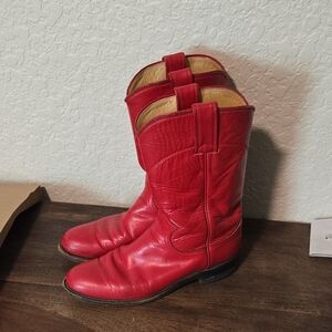 Justin Boots Red Leather Womens Cowboy Boots‎